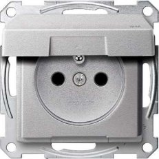 Merten Zásuvka 2P+E 250V s víčkem IP44 System M Aluminium SCHNEIDER MTN2514-0460