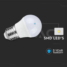 LED Bulb 6,5W E27 G45 3000K           VT-290, V-TAC SKU23878
