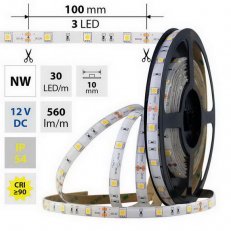 LED pásek SMD5050 NW, 30LED/m, 7,2W/m, 560lm/m, IP54, DC 12V, 10mm, 5m