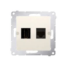 Zásuvka HDMI + počítačová zásuvka RJ45 kat.6, krémová DGHRJ45.01/41