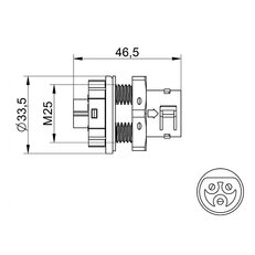 Zástrčka WP3/EM32 konektorová panelová ELEKTRO BEČOV J514610