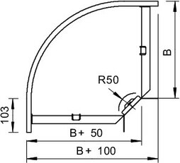 OBO RB 90 620 FS Oblouk 90° 60 vodorovný s úhlovou spojkou 60x200 Ocel pás.zink