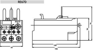 Nadproudové relé RE67.1D-57 1xNO+1xNC 40-57A pro CEM50-CEM80 ETI 004644417