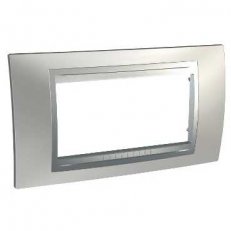 Unica Top Krycí rámeček čtyřmodulový Cromo mat/Aluminium SCHNEIDER MGU66.104.038