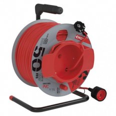 Prodlužovací kabel na bubnu 50m/1 zásuvka/červený/PVC/230V/1,5mm2 EMOS P19150