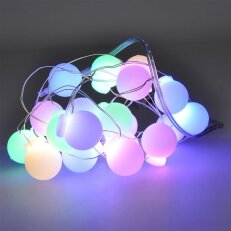 LED vánoční řetěz barevné koule, 20x LED, 2m, 2x AA SOLIGHT 1V273
