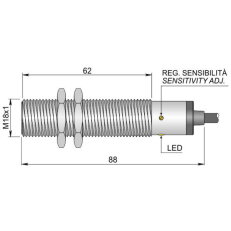 Kapacitní senzor d18 mm AECO SC18SM-C5 NPN NO+NC