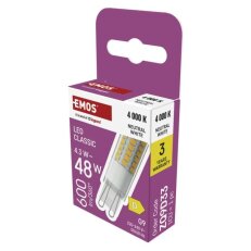 LED žárovka Classic JC, G9, 4,3 W (48 W), 600 lm, neutrální bílá EMOS ZQ9D33