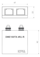 Přepěťová ochrana pro sítě Ethernet, montáž na DIN lištu DME100TX-4RJ-R TS35