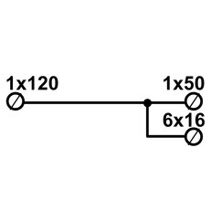 Distribuční blok DTB 120/50+6x16 žluto-zelený ELEKTRO BEČOV UB12050A24