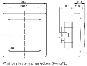 Zásuvka ABB SWING (L) s clonkami a víčkem IP44 bílá (bílé víčko) 5518G-A02989 B