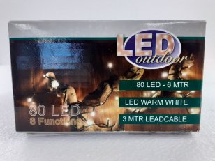 Vánoční řetěz LED venkovní, 9m, 80LED, teplá bílá