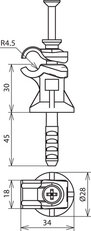 Podpěra vedení DEHNfix Cu/plast šedý d6-10mm H30mm s natloukací hmoždinkou 8x47