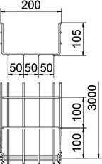 OBO GRM 105 200 G Mřížový žlab GRM 105x200x3000 Ocel galv. zinek