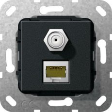Modulární Jack MJ RJ45 Cat.6A 10GB, SAT F Gender changer černá m GIRA 569710