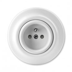 ABB DECENTO Zásuvka s ochranným kolíkem s clonkami bílá-porcelán 5519K-C02357