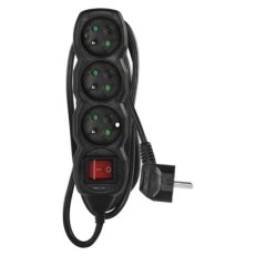 Prodlužovací kabel 3 m 3 zásuvky s vypínačem černý PVC 1,5mm2 EMOS PC1313R