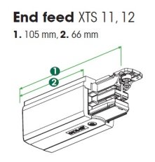 Koncový napáječ levý bílý  NORDIC ALUMINIUM XTS11-3