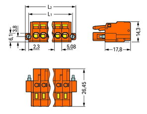 Pružinová svorka CAGE CLAMP 2,5mm2 oranžová 8pól. WAGO 231-308/107-000