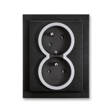 Dvojzásuvka s natočenou dutinou 5513M-C02357 74 onyx/titanová Neo ABB