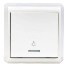 Nástěnný ovladač (tlačítko)0/1, signálka, šroub., IP20, bílý SCHRACK EV310005--