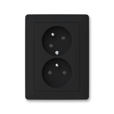 ABB ZONI Zásuvka dvojnásobná s ochr. kolíky matná černá 5513T-C02157 237