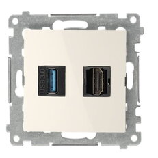 Zásuvka HDMI 1.4 + USB 3.0, krémová, HDMI standard: HDMI 1.4 DGHDUSB3.01/41