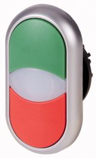 Eaton M22-DDL-GR Dvojité tlačítko, zvýšené, bílá čočka, zelená/červená