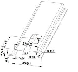 Lišta TH 35x7,5 - 1000 mm, perforovaná, pozink modrý, 6,3x18mm, cena za kus