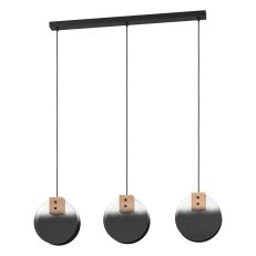 Závěsné svítidlo MILLENA 3xE27 černá/dřevo/černá-šedá-TR. 120W IP20 EGLO 390142