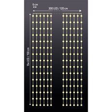 LED vánoční závěs okenní, 300x mini LED, časovač, 8 funkcí, USB SOLIGHT 1V10