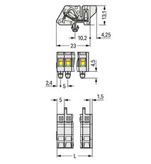 Konektor (zásuvka) úhlový CAGE CLAMP 2,5mm2 sv.šedá 15pól. WAGO 721-315/008-000