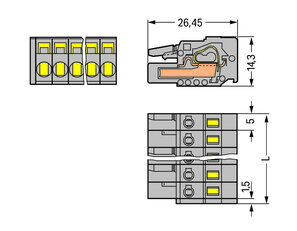 Pružinová svorka CAGE CLAMP 2,5mm2 šedá 22pól. WAGO 231-122/026-000/035-000