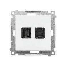 Zásuvka HDMI + datová RJ45 kat. 6 (přístroj s krytem) bílá matná