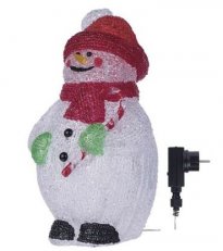 LED vánoční sněhulák, IP44, studená bílá, časovač