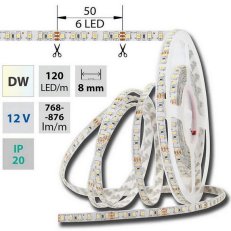 LED pásek SMD3528 dual white EWW-CW 120LED/m 9,6W/m 720lm/m IP20 DC 12V 8mm 5m