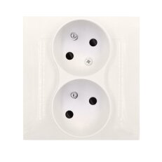 Zásuvka dvojnásobná s uzemněním, pootočená 16A, 250V~, s clonkami, krémová