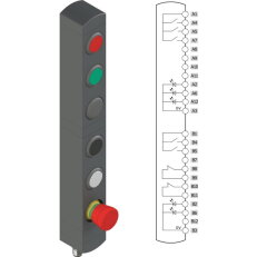 Ovládací jednotka BN 6 prvků (konfigurace A22) IP65 PIZZATO BNAC6ZA22