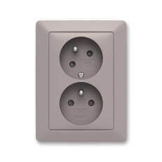 ABB ZONI Zásuvka dvojnásobná s ochr. kolíky greige/bílá 5513T-C02157 144