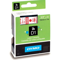 S0720850 45805 DYMO páska D1 plastová 19mm,červený tisk/bílý podklad,návin 7m
