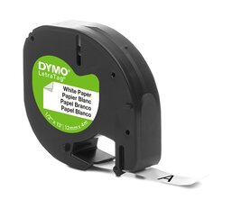 Páska DYMO 59421 papírová, 12mmx4m černá/bílá