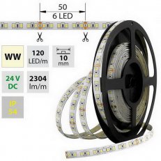 LED pásek SMD2835 WW, 120LED/m, 28,8W/m, 2304lm/m, IP54, DC 24V, 10mm, 5m