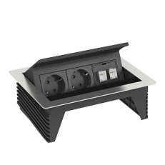 OBO DBK2-D3 D2S2K Stolní zásuvkový box 2x230V+2xRJ45 210x167x68 Nerez