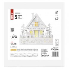 LED vánoční domek dřevěný, 28 cm, 2x AA, vnitřní, teplá bílá, časovač