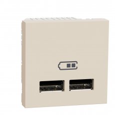 Nová Unica Dvojitý nabíjecí USB A+A konektor 2.1A, 2M, Béžový SCHNEIDER NU341844