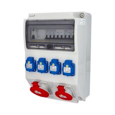 Zásuvková skříň FAMATEL vf340-4pol IP54 jištěná s chráničem 63/4/003-A