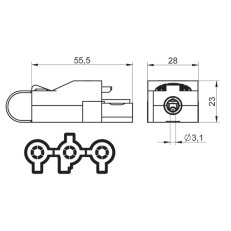Zásuvka BCS-3T/H2-N s krytem, zámkem, dvojitá konektorová přístrojová J386061