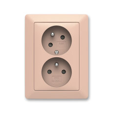 ABB ZONI Zásuvka dvojnásobná s ochr. kolíky pudrová/bílá 5513T-C02157 142