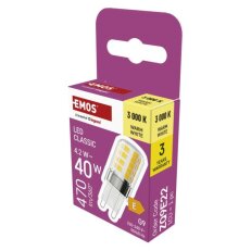 LED žárovka Classic JC, G9, 4,2 W (40 W), 470 lm, teplá bílá EMOS ZQ9E22