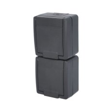 ATLAS 2K IP55 Zásuvka 2x 2P+PE, 2-nás svislá s ochr. kolíkem, antracit